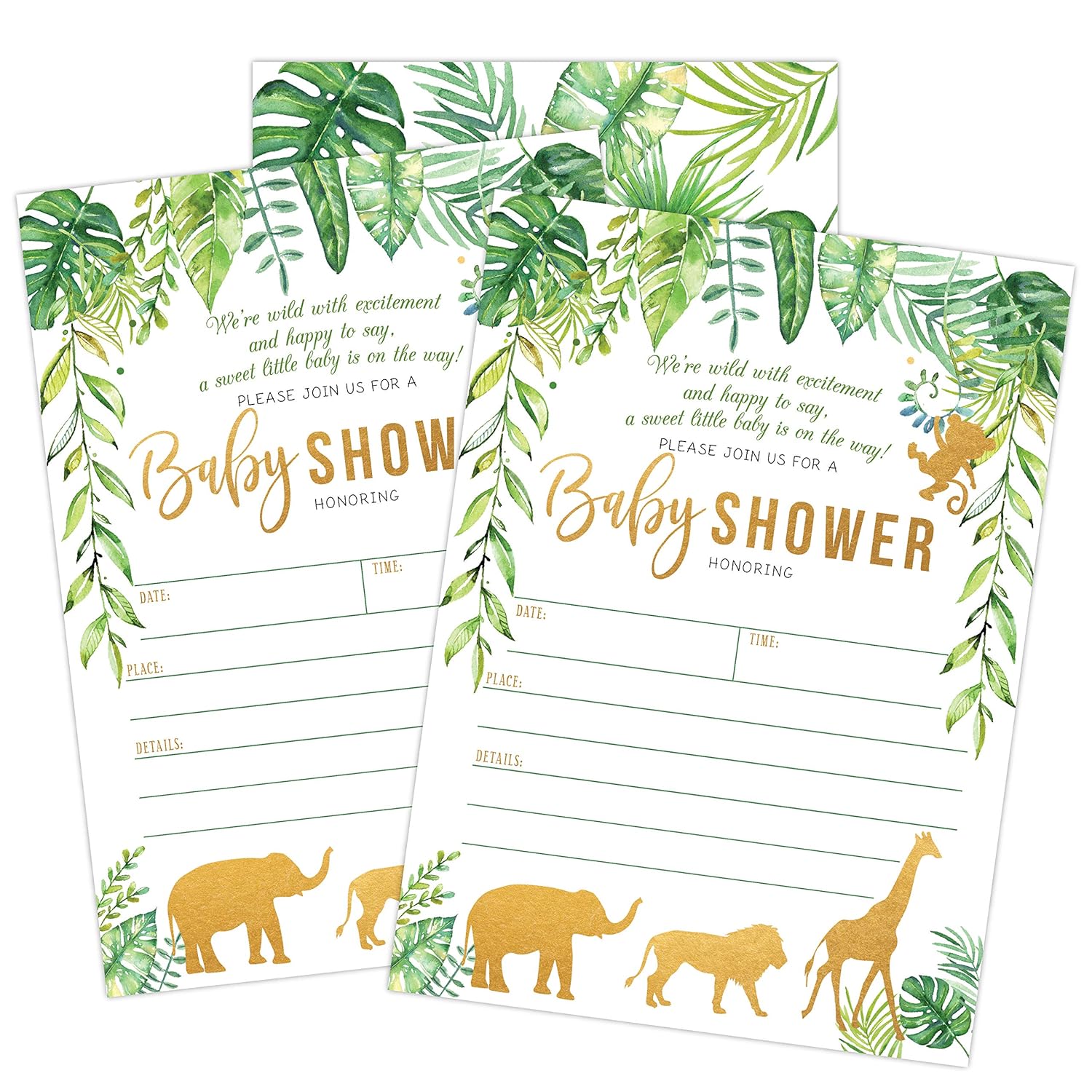 Amazon Com Jungle Safari Baby Shower Invitations Green And Gold Amazon Com Jungle Safari Baby Shower Invitations Green And Gold
