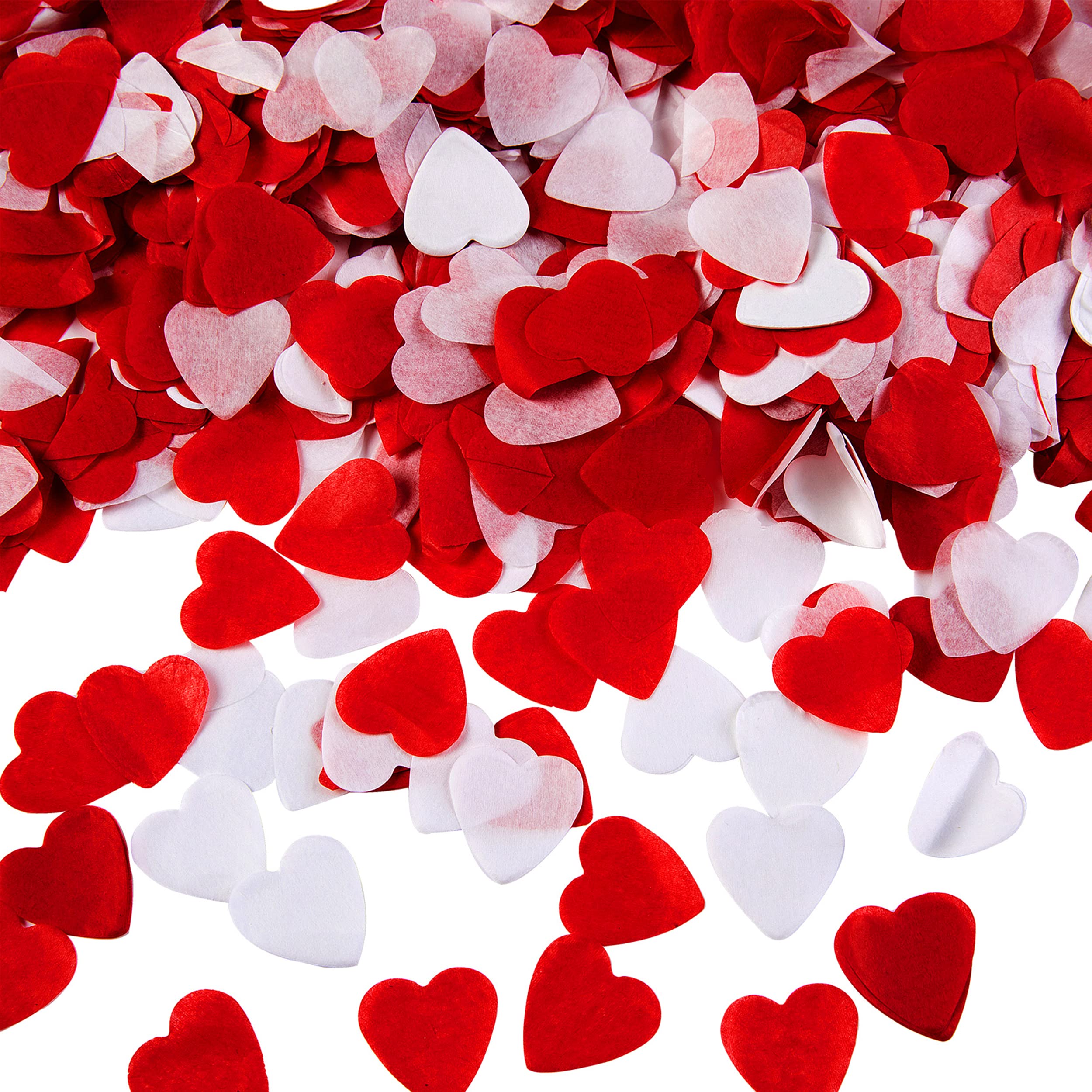 6000pc Love Heart Confetti Paper Valentines Decorations - White and Red Heart Confetti Tissue Paper Valentines Day Decoration, Engagement Party or Wedding Table Decor