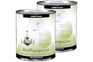 Majic Paints Interior/Exterior Satin Paint, RePurpose your Furniture, Cabinets, Glass, Metal, Tile, Wood and More, Black, 2-Quart