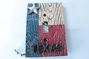 Western Cowboy Texas Flag Star Switch Plate Covers Electric Outlet Rustic Wood Look Decor (Single Switch)