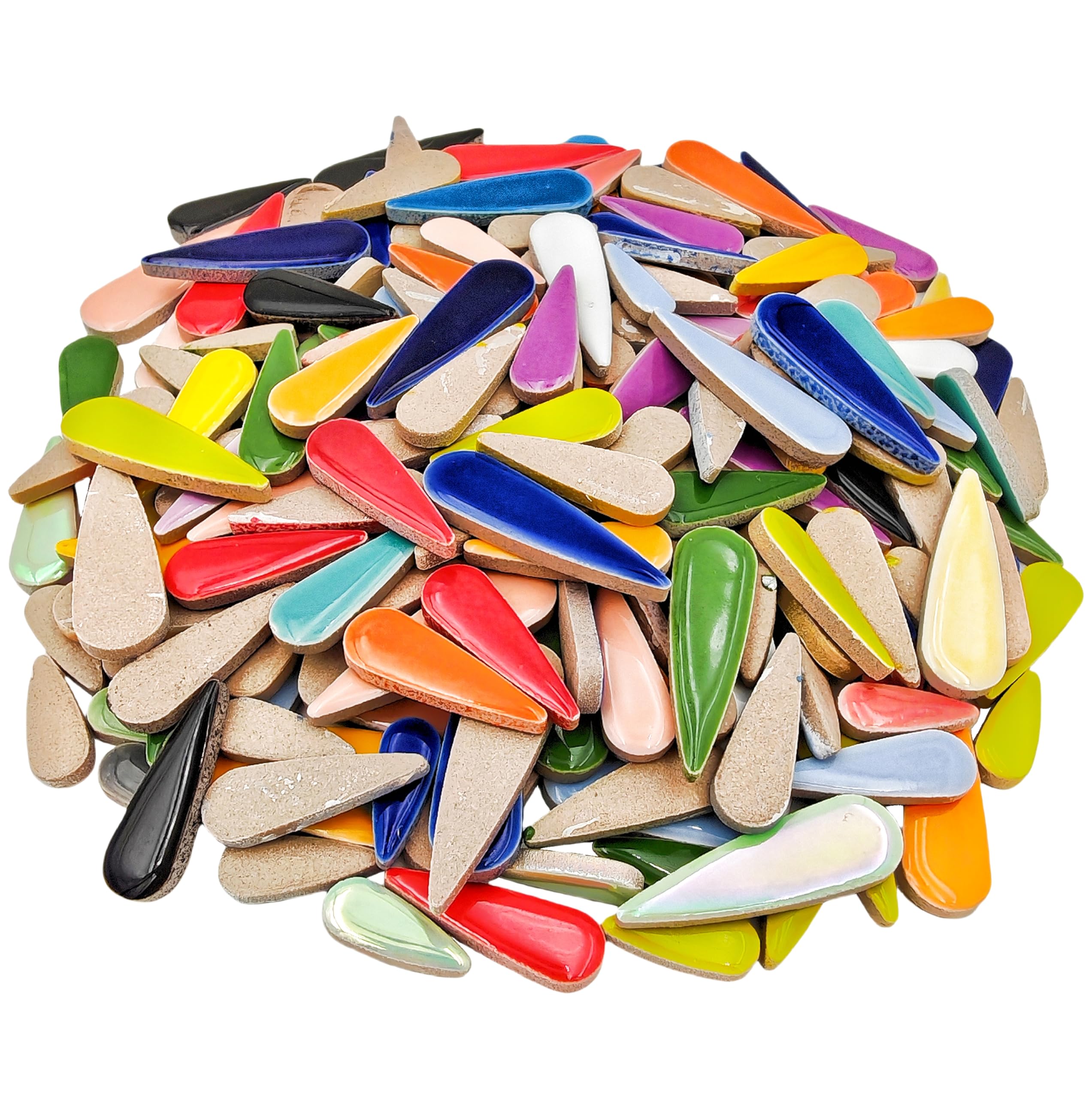Photo 1 of 1.1lb Ceramic Mosaic Tiles,Mixed Colour Ceramic Mosaic Pieces for Crafts,Mosaic Tiles for Home Decoration or DIY Crafts,Mosaic Making Supplies (Long Raindrop Petal Shape)