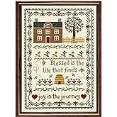 Janlynn 50222 Counted Cross Stitch Kit 7.75"X11.25", Joy in The Journey (14 Count), Blue