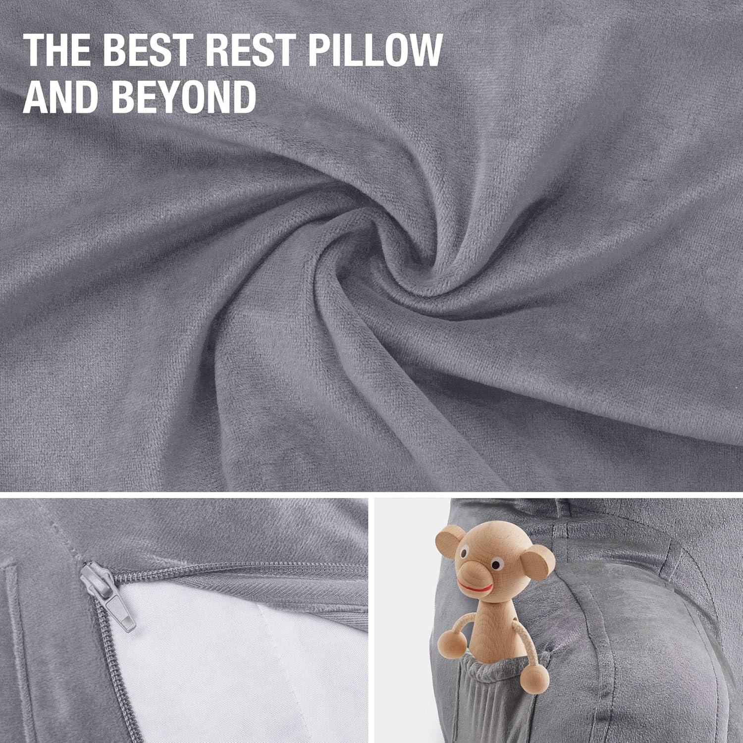 Vekkia Premium Soft Reading & Bed Rest Pillow, Ergonomic Design, Integrated Style. Perfect Neck/Back Support for Adults Reading/Watching TV/Sitting in Bed - Extra Foams Incl. Medium- 20'': Home & Kitchen