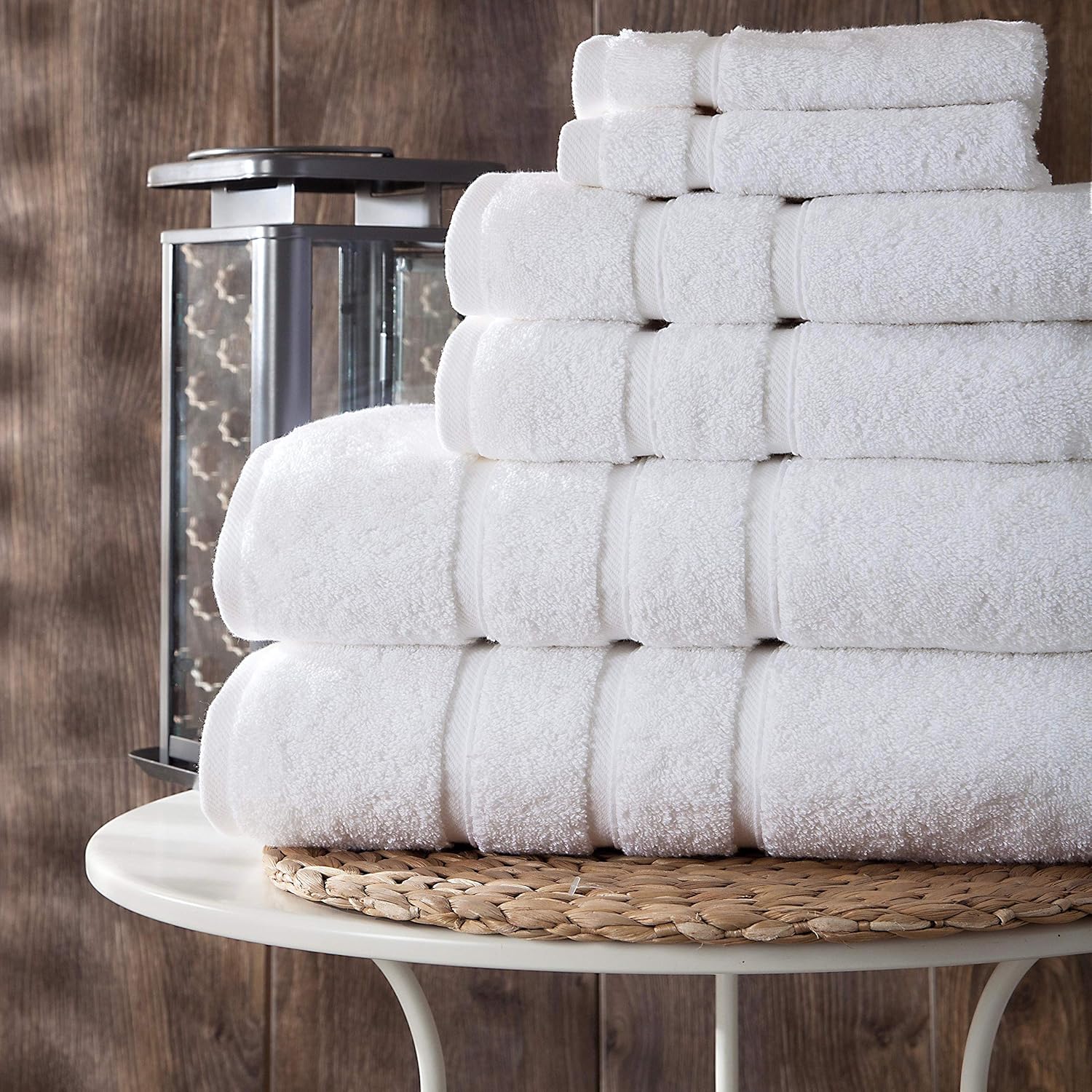 UpThrone Turkish Cotton White Bath Towels Set - Bathroom Towels - Turkish Bath Towel Set for Bathroom - Turkish Cotton Bath Towels Set of 6: Kitchen & Dining