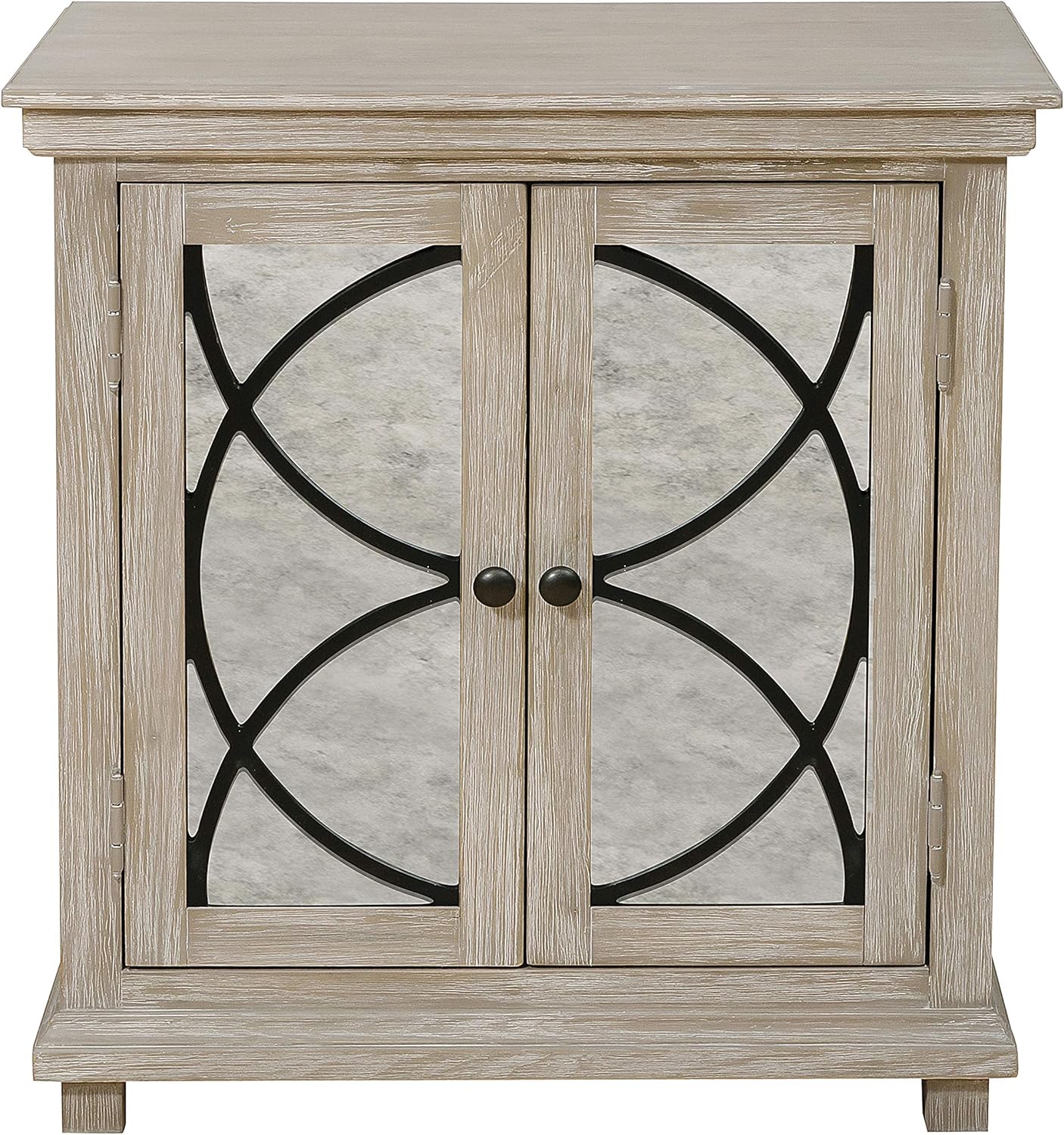 Right2Home Two Door Mirror Front Accent Rustic Oak Brown Storage Chest: Furniture & Decor