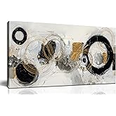 WVMAPTA Abstract Pictures Wall Art for Living Room Black White and Gold Wall Decor Office Modern Prints Wall Art for Bedroom Size 20 x 40 Inch