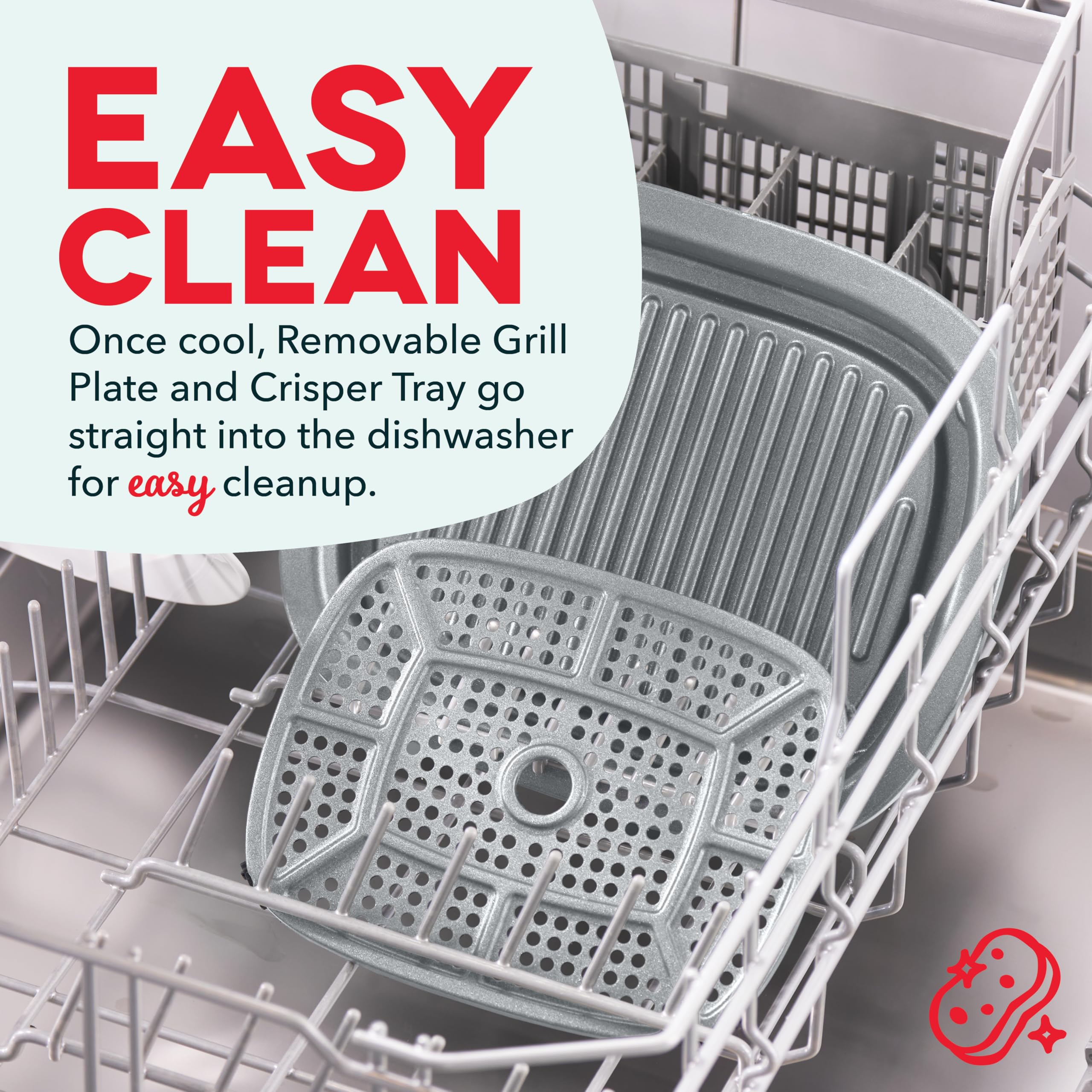 Dash Flip & Fry™ Parrilla digital 2 en 1 + freidora de aire con 4 funciones, capacidad de 3 cuartos, freidora de aire y parrilla interior para papas fritas, alitas, hamburguesas y más - Azul marino