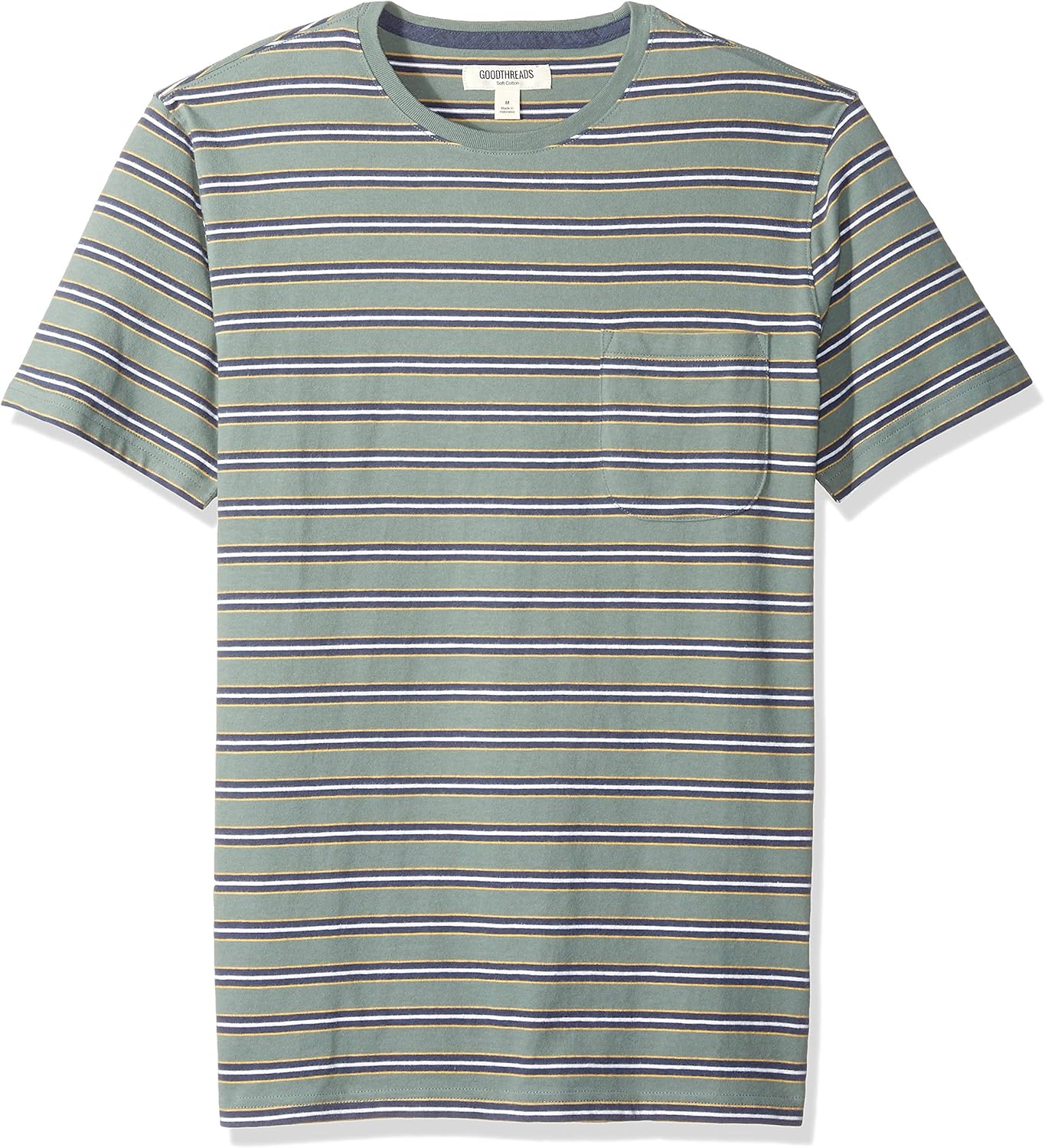  Brand - Goodthreads Men's Soft Cotton Short-Sleeve Crewneck Pocket T-Shirt: Clothing