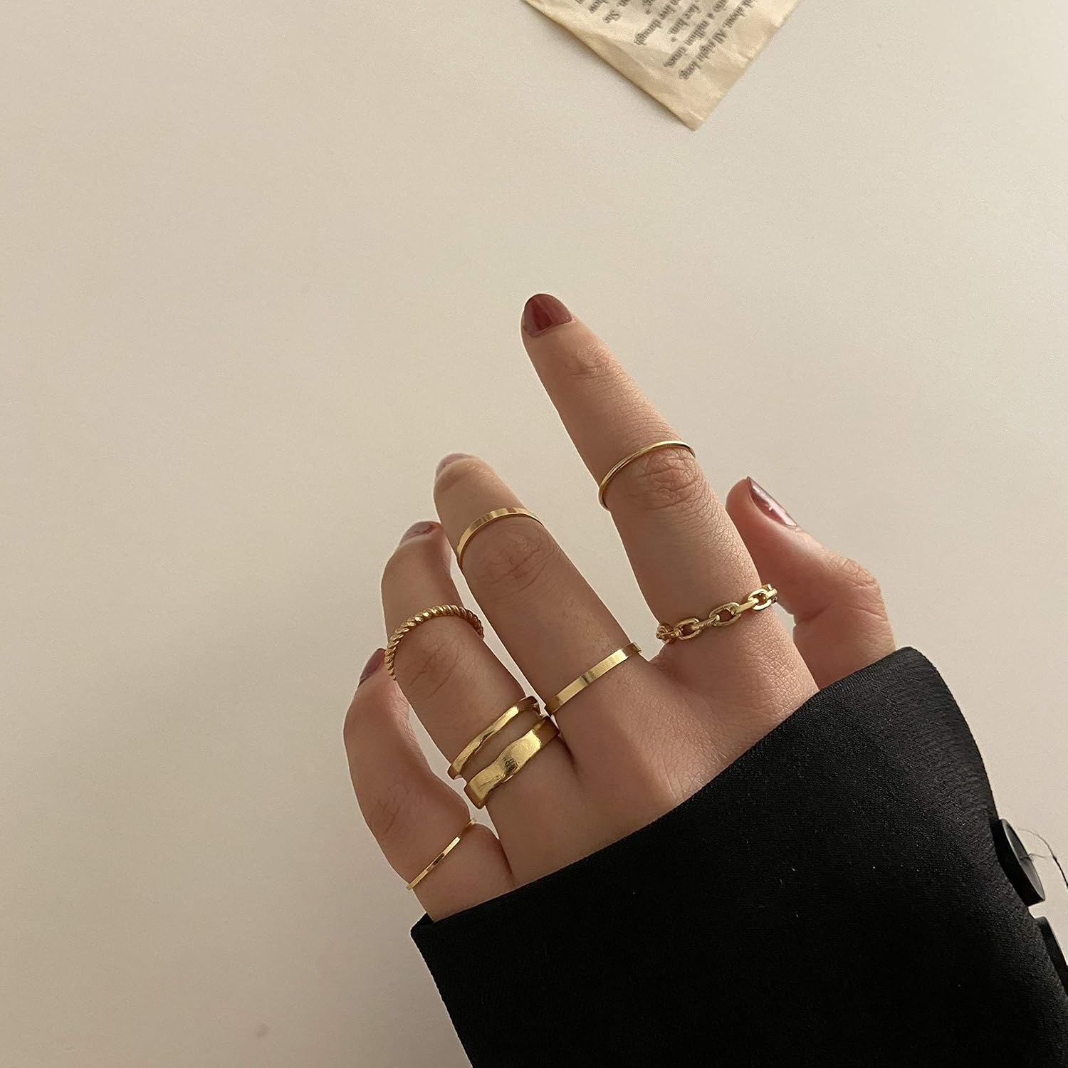Gold Knuckle Rings Set for Women Girls Snake Chain Stacking Ring Vintage BOHO Midi Rings SIze Mixed (Design 10 Gold): Clothing
