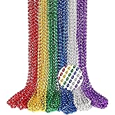 24PCS Mardi Gras Beads, Metallic 6 Kinds of Color Bead Necklaces, Aesthetic 32" Oval Necklaces Costume Beaded Party Favors, Festival Parade Throw Accessories for Wedding Birthday Party Favors Decor