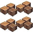 Yaheetech 108pcs Hardwood Interlocking Patio Deck Tiles Acacia Waterproof Wood Flooring Tiles for Patio Garden Poolside, 12'' x12'' Indoor Outdoor Use All Weather