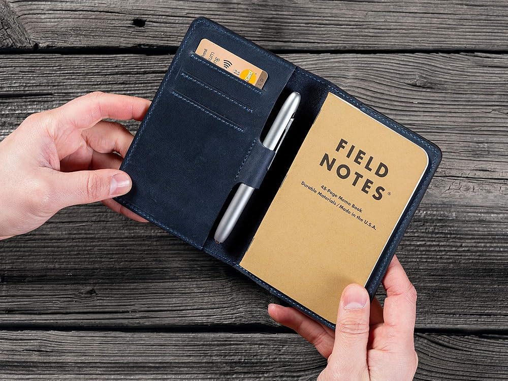 Diodrio Waxed Canvas Zipper Cover For Field Notes & Pocket Notebooks - Water Resistant With Pen Holder