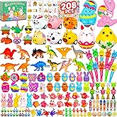 MUKOSEL 208pcs Easter Egg Fillers, Easter Basket Stuffers, Easter Egg Stuffers Small Toys for Easter Egg Fillers Bulk for Kids Boys Girls Filled Egg Hunt Party Favors Classroom Prizes