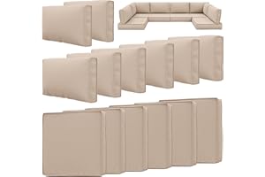 Snubbull 14 Pcs Outdoor Cushion Slipcovers Outdoor Patio Cushion Covers Replacement Waterproof with Zipper for Outdoor Furniture, Patio Sofa Couch 3 Sizes, Covers Only