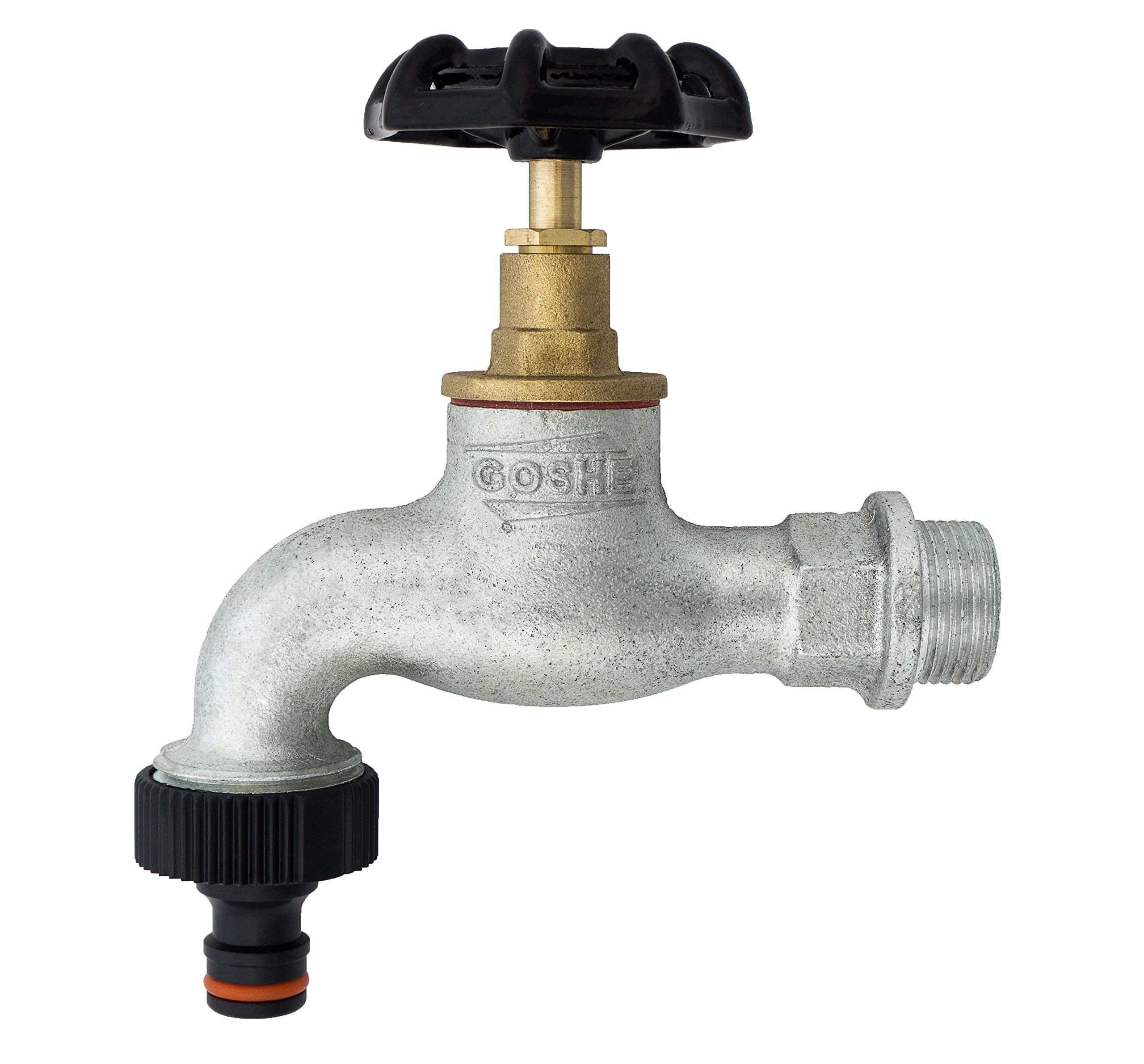 Invena Cast Iron Garden Hose Tap Valve – 1/2 & 3/4 Inch Inlet, Compatible With Hozelock, Made In Poland