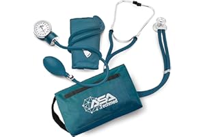 ASA TECHMED Dual Head Sprague Stethoscope and Sphygmomanometer Manual Blood Pressure Cuff Set with Case, Gift for Medical Students, Doctors, Nurses, EMT and Paramedics, Teal