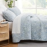 Southshore Fine Living, Inc. Boho Quilt Set, Lightweight Bedspread, Summer Coverlet, 3-Piece Paisley Bedding Set with Two Matching Pillow Shams, California King Quilts, Blue Paisley