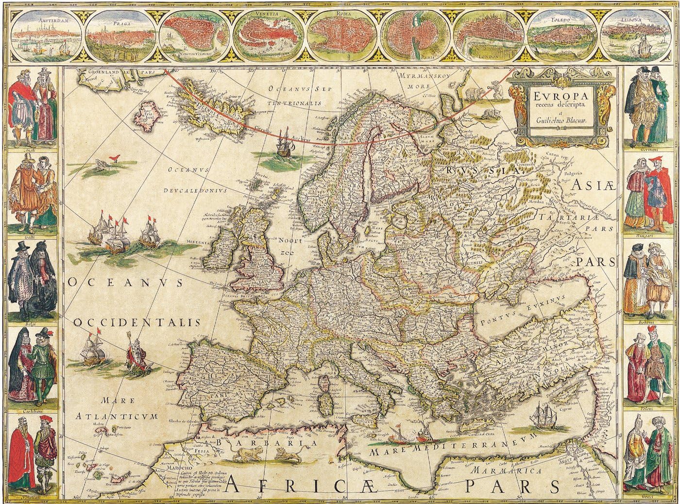 I Love Maps A3 Print - Antique Map of Europe - William Blaeu - 1645