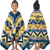 VOOVA & MOVAS Toddler Towels for Kids (3-10Years) - Absorbent 100% Cotton Thick 500GSM Pool Towels,Perfect for Bath | Beach | Pool | Swim, Jacquard, Blue