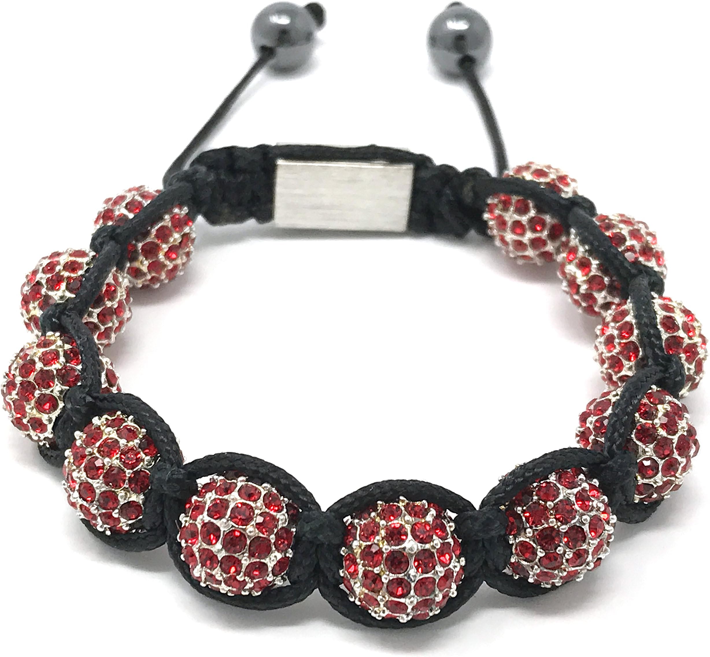 Shimla Crystal Bead Bracelet - Small - Silver Plated Light Siam Cubic Zirconia Crystal Beads with Hematite Beads of 5.5-10.5cm