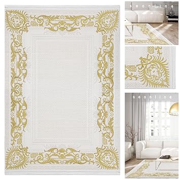 Eleganter 3d Effekt Fransen Teppich 3980 M In Gold Creme Weiche
