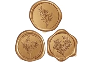 Crafts by Uncle Joel Gold Wax Seal Stickers (60 Pcs, 3 Designs in 1 Pack) Premium Envelope Seal Stickers for Wedding Invitation Envelopes, Adhesive Wax Seals, Perfect for Seating Chart, Gift Wrapping