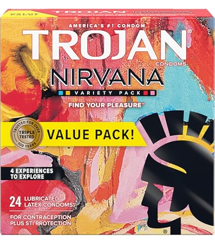 Amazon.com: Trojan Lubricated Latex Condoms, Pleasure Pack - 24 Pack :  Health & Household
