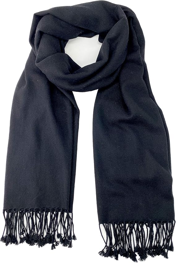 Pure Cashmere Pashmina Shawl 3 Ply Black at Amazon Women’s Clothing store