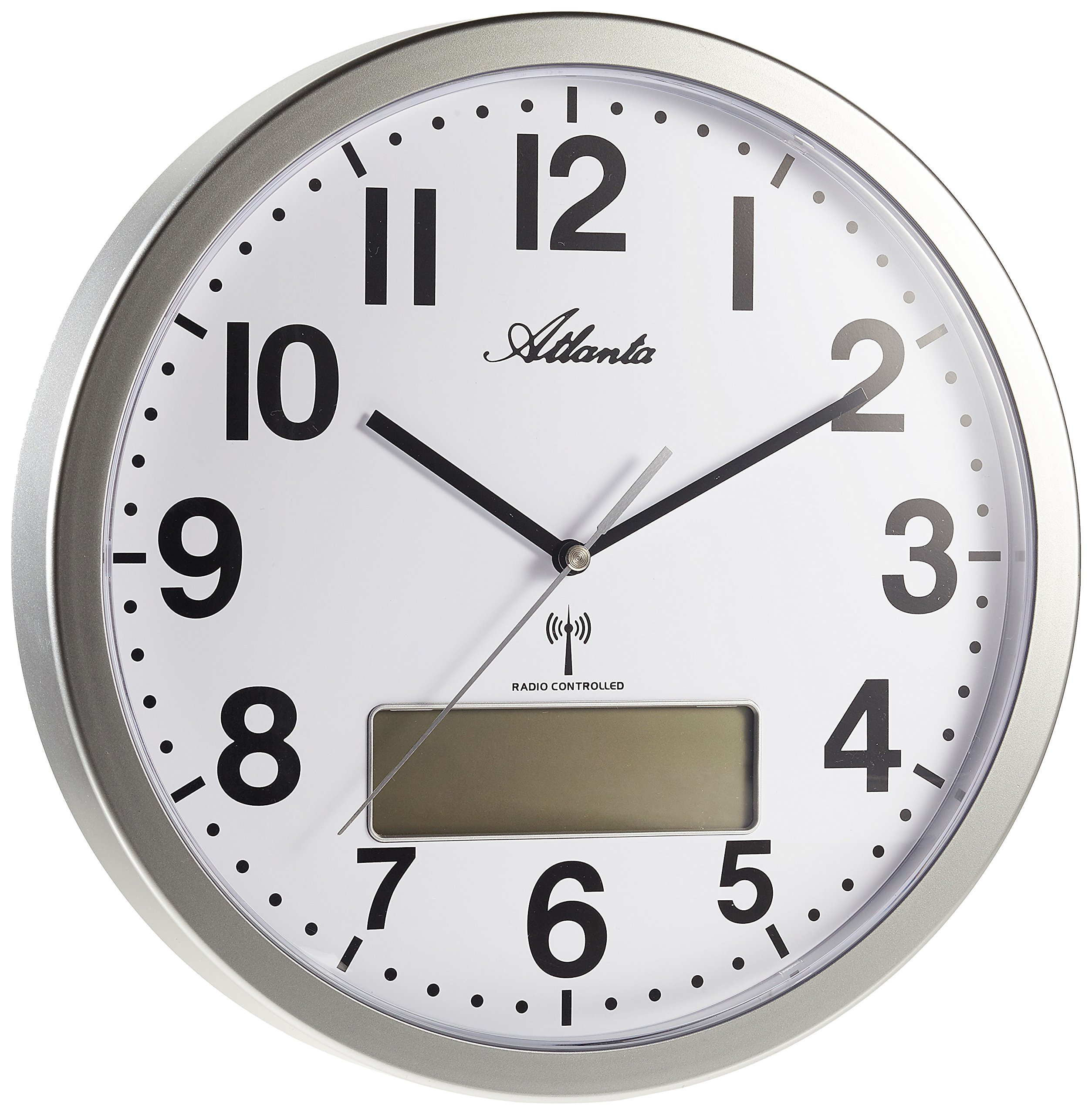 Atlanta Analogue Digital Wall Clock, Silver 4380-19