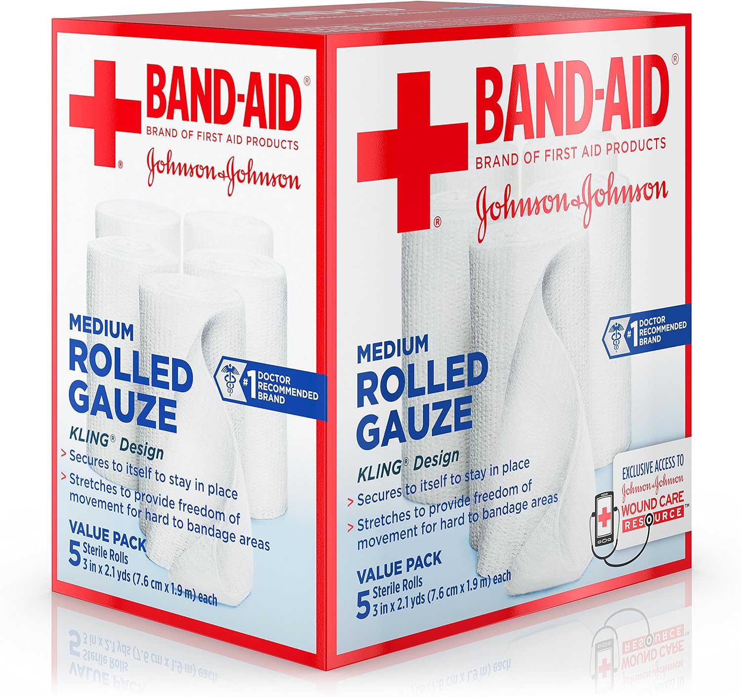 Band Aid Brand of First Aid Products Flexible Rolled Gauze Dressing for Minor Wound Care, Soft Padding and Instant Absorption, 3 Inches by 2.1 Yards, Value Pack 5 ct: Health & Personal Care