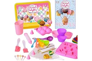 CAROLART Cake Pop Kit,Kids Baking Sets for Kids,Lollipop Making Kit for Girls,Chocolate and Cupcake Making Kit Includes Silicone Cake Pop Mold for Christmas and Halloween,Carolar