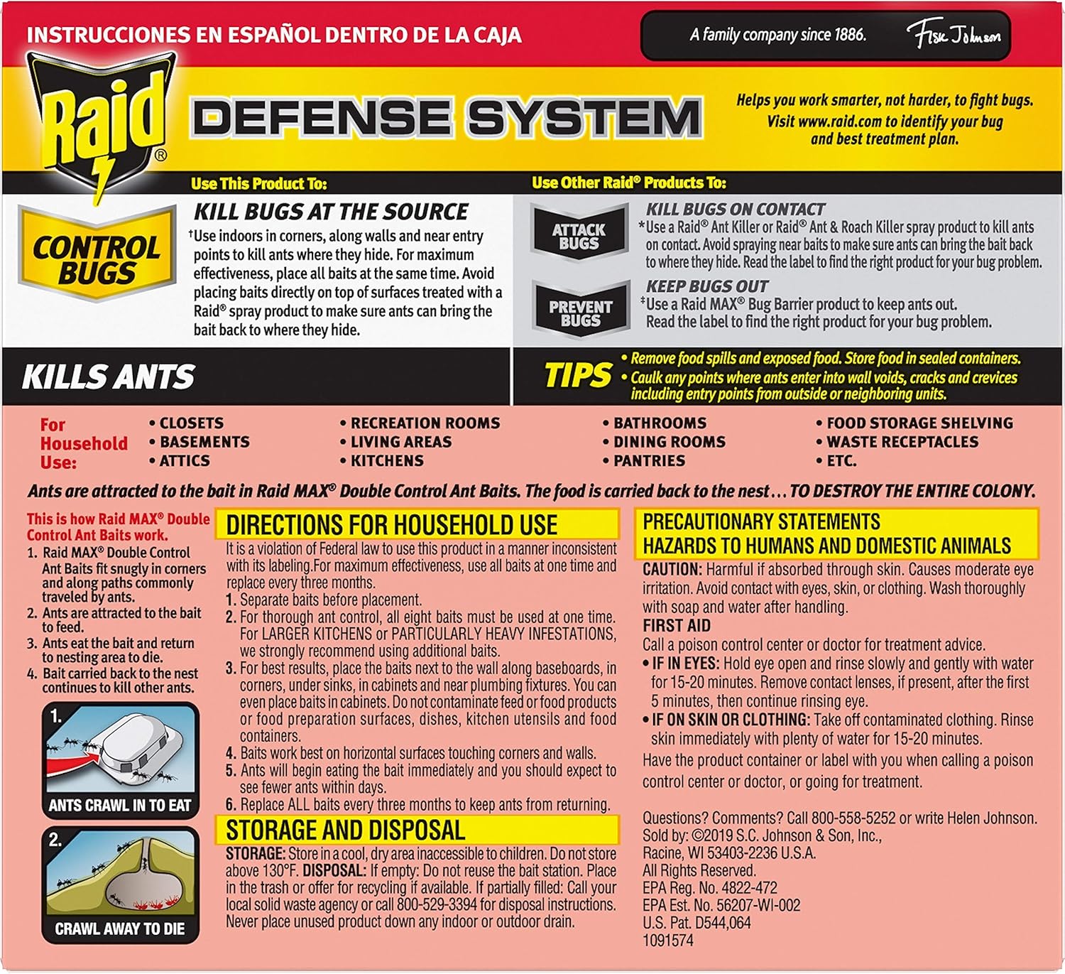 Raid Max Double Control Ant Baits, 0.28 oz, 8 CT (1): Health & Personal Care