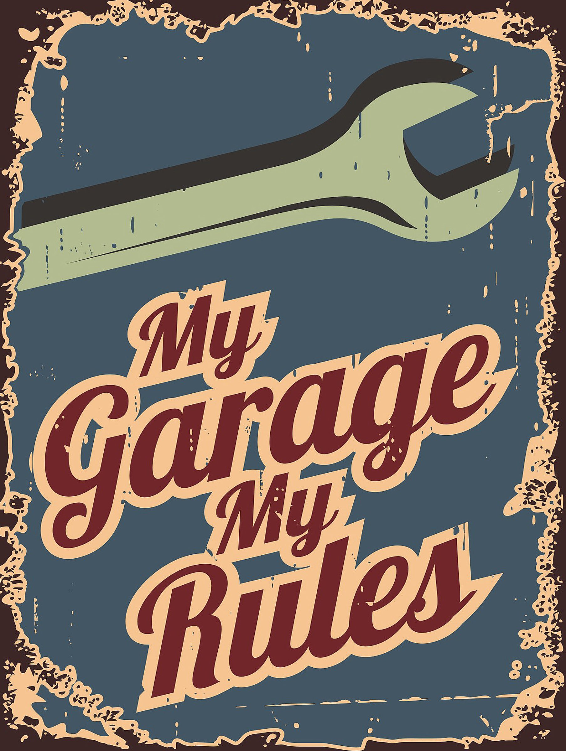 My Garage My Rules RETRO METAL TIN WALL PLAQUE SIGN NOVELTY GIFT Home bar shed man cave