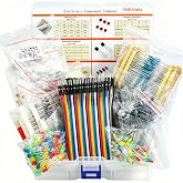 1540 Pcs Electronic Component Assortment Kit LED Diode Transistor Metal Film Resistors Aluminum Electrolytic Capacitors Ceramic Capacitors and 40Pin Male to Male Jumper Wire
