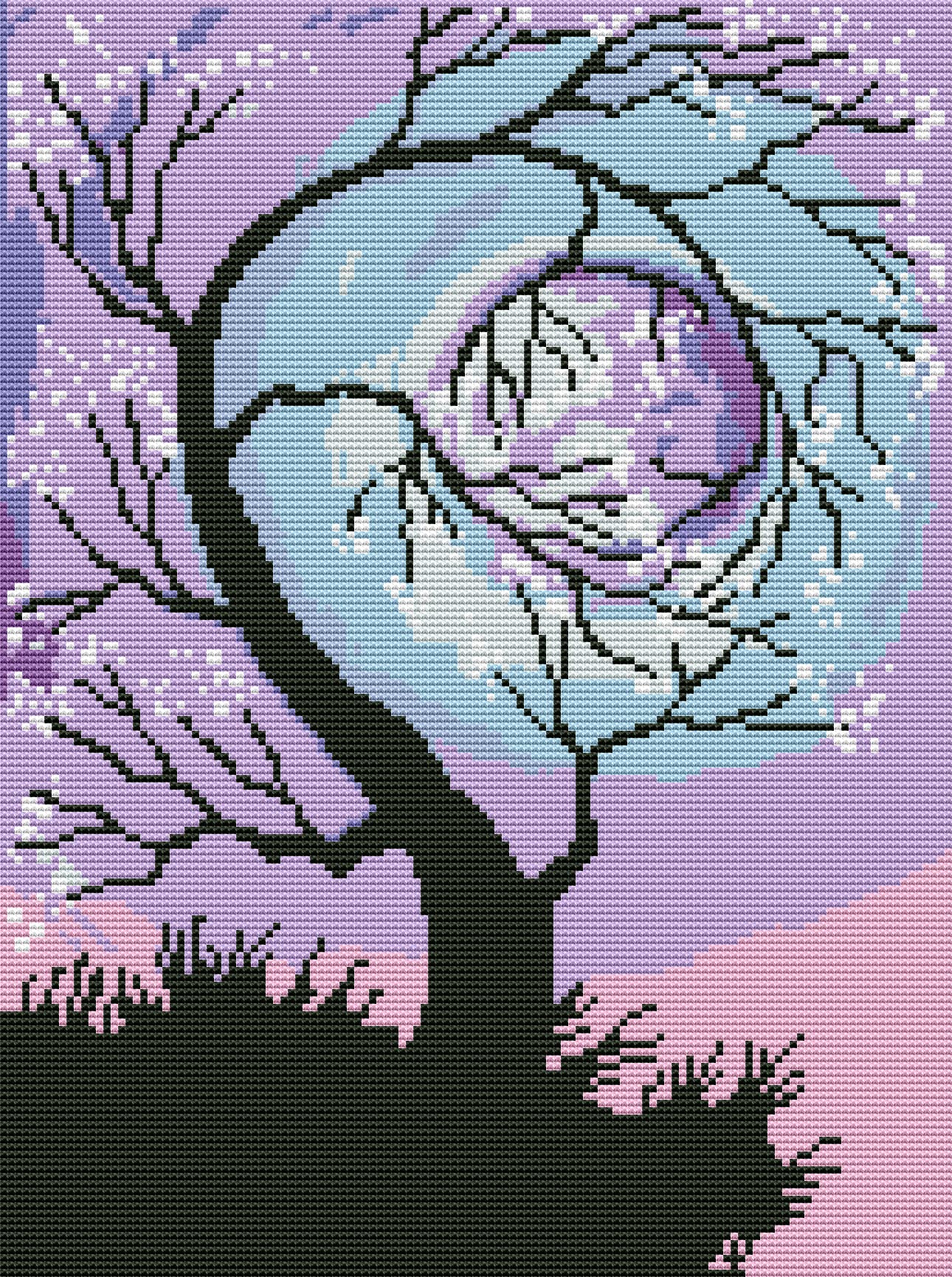 OWN4B Cross Stitch Kits Stamped, Tree and Moon Printed Pattern 11CT 14.2x18.1 inch DIY Embroidery Kit (Tree)
