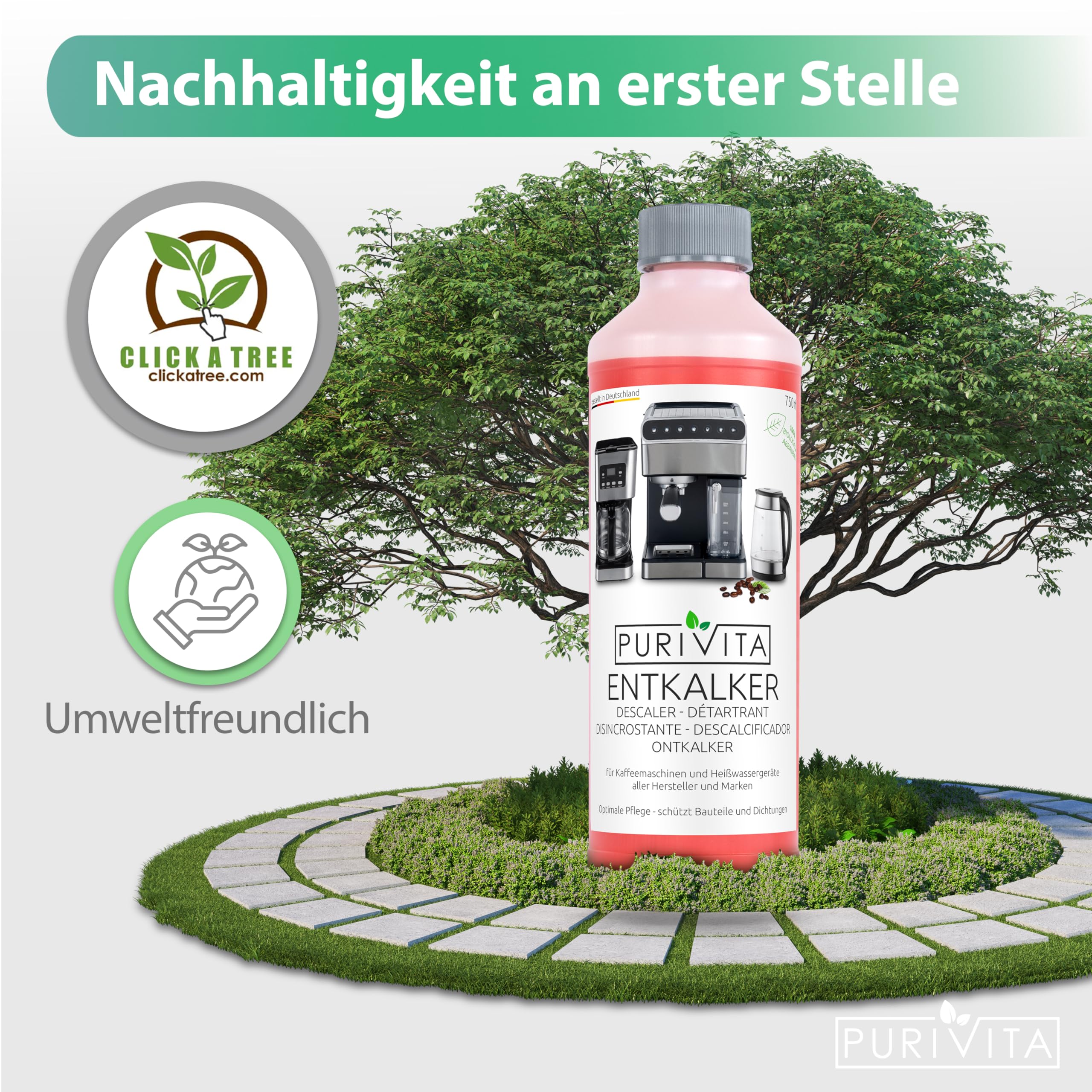 PURIVITA® Universal Entkalker Kaffeevollautomat [750ML] - Kaffeemaschinen Entkalker Flüssig - Flüssigentkalker Kaffeemaschine Reiniger - Kalkreiniger Kaffeevollautomaten - Für alle Kaffeeautomaten 8