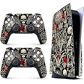 Skin Sticker for Game Console 5 Cover - Horror Gothic, Compatible with Both Disc Edition & Digital Edition (not Slim Ver) - 2 Controller Skins & Console Skin - No Bubble, Full Protection, Removable