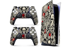 HK STUDIO Skin Sticker for Game Console 5 Cover - Horror Gothic, Compatible with Both Disc Edition & Digital Edition (not Slim Ver) - 2 Controller Skins & Console Skin - No Bubble, Full Protection, Removable