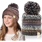 C.C Multi Color Knit Children Beanie Skull Kids Hat with Pom