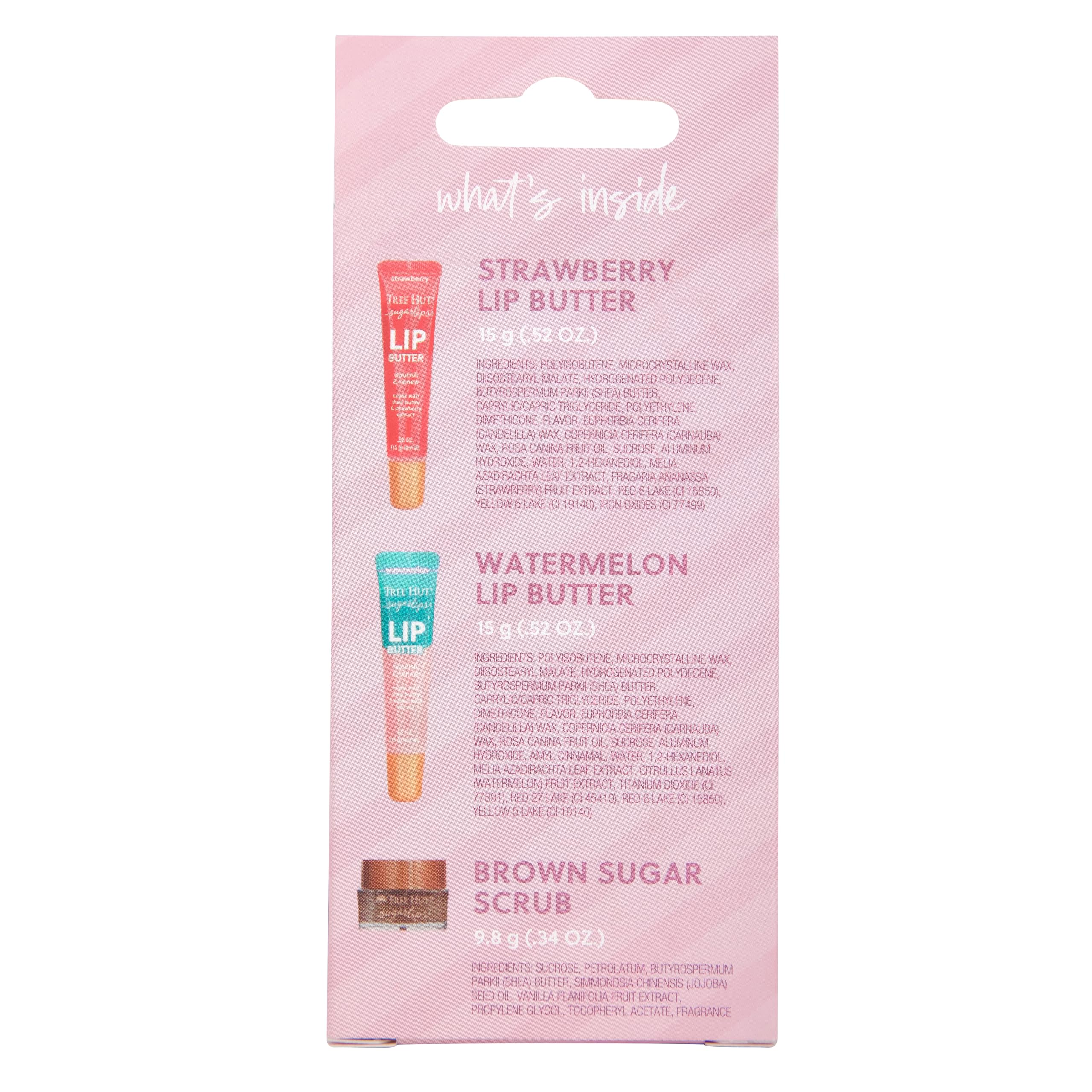 Tree Hut Sugarlips Pout Pack Lip Routine Set, 1 Lip Scrub (0.34 oz) + 2 Lip Butters, Strawberry & Watermelon (0.52 Fl oz Each)