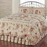 Touch of Class Heirloom Rose Quilt Set, Queen, 4 Pc Set | Vintage Floral Bedding, Vermicelli Quilted, Cottage Romance Decor, Oversized Queen Quilt, Bedskirt &amp; 2 Standard Shams