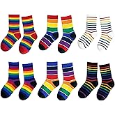 EIAY Shop Little Girls' Boys' Rainbow Stripes Cotton Crew Socks