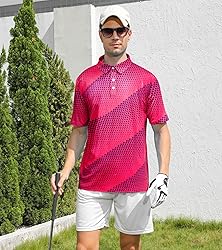 uideazone Mens Golf Shirts Dry Fit 3D Pink Fushcia