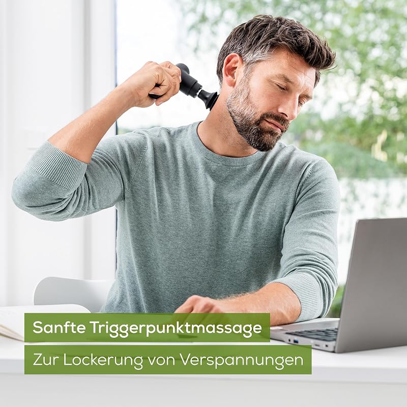 MG 79 Massage Gun Sensitive, kompakte Massagepistole mit 3 Aufsätzen, sanfte Triggerpunktmassage für empfindliche Körperbereiche, handliches Muskelmassagegerät mit 3 Intensitätsstufen