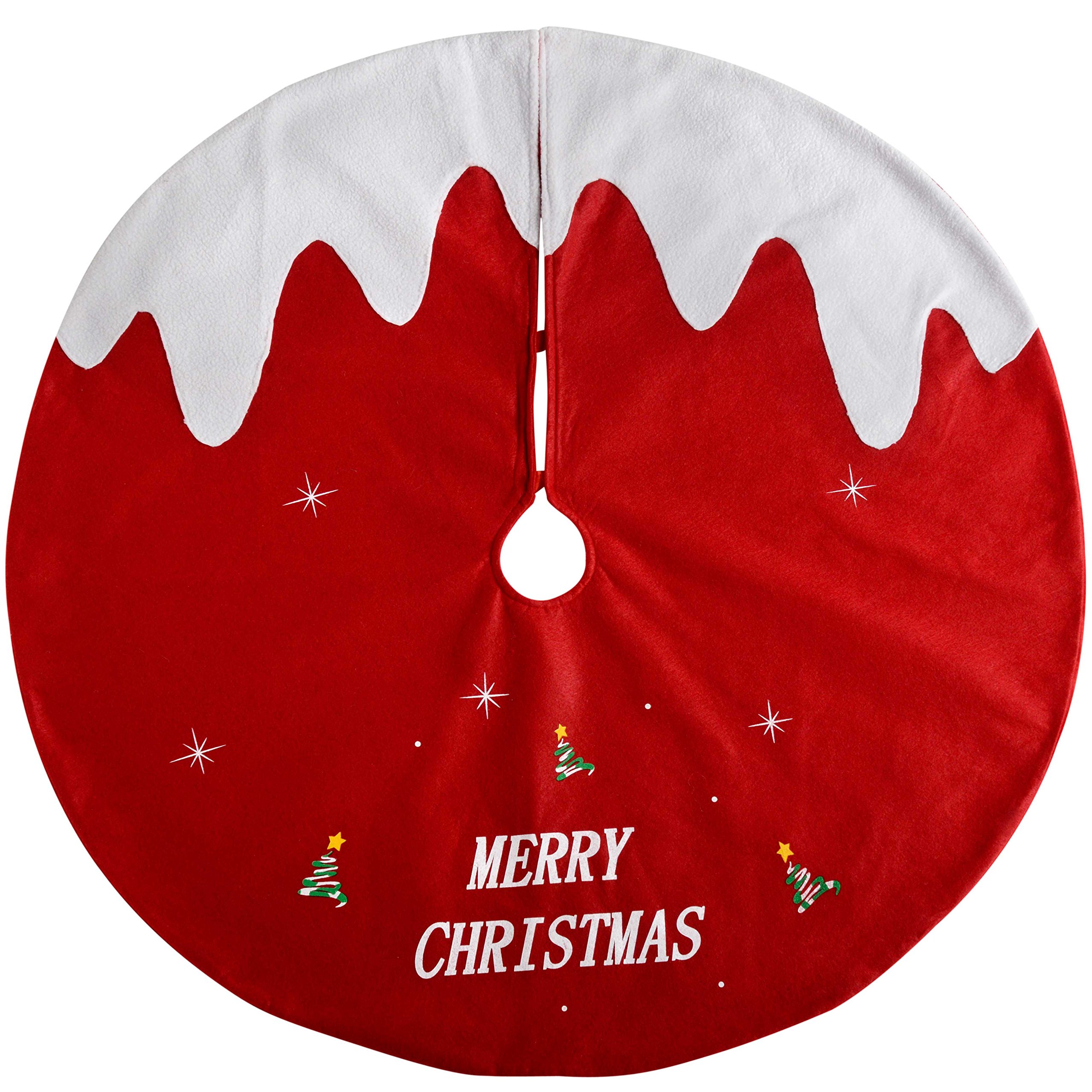 WeRChristmas Christmas Pudding Tree Skirt Decoration, 102 cm - Large, Red/White