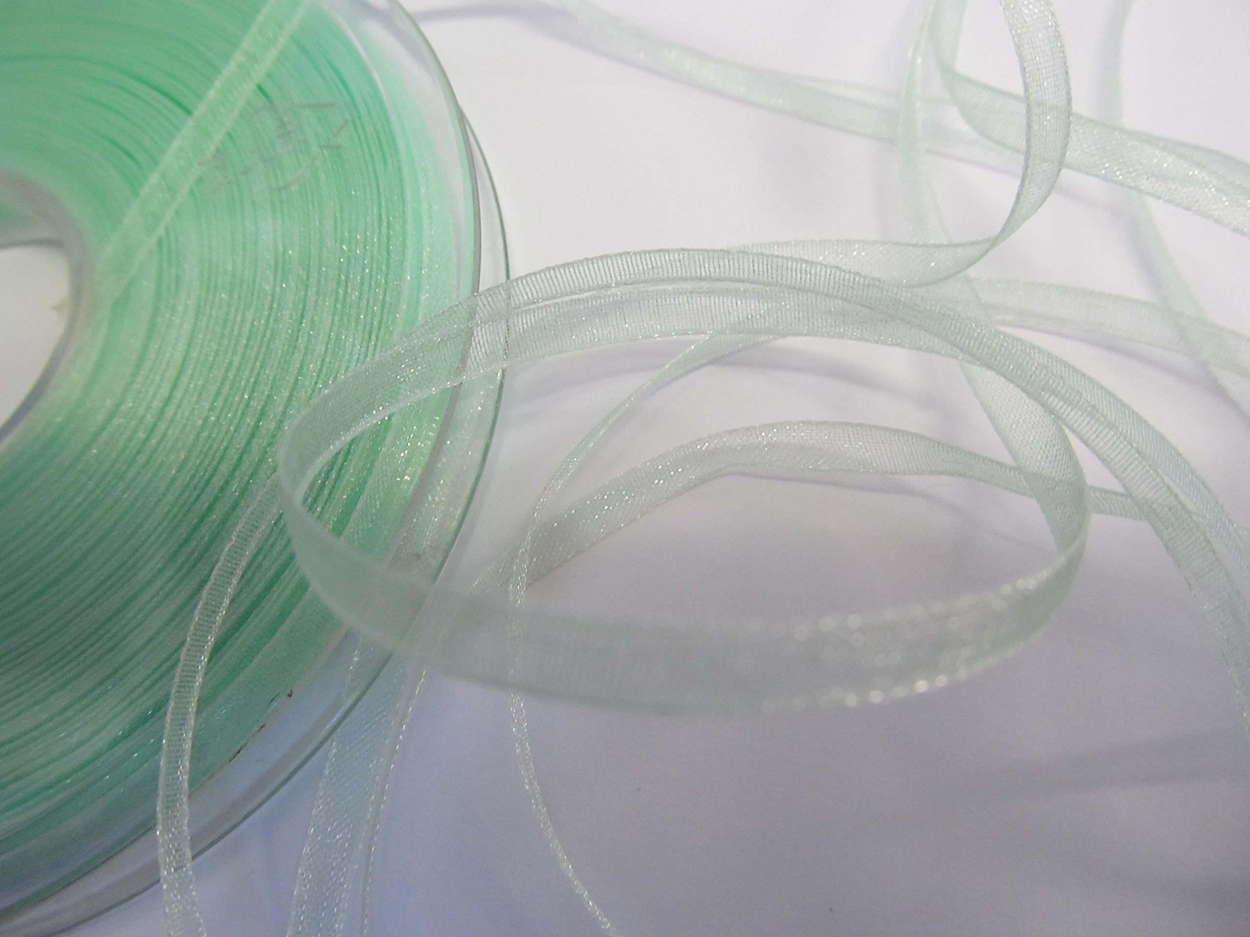 Sheer Organza Ribbon - 50 metre rolls -Peppermint - 3mm