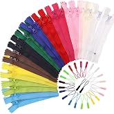 IDONGCAI Nylon 4 Inch 12 Assorted Colors Zipper, 24 Pcs Mixed Color Zipper Pull for Sewing, DIY, Crafts, Bags
