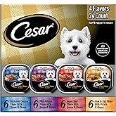 Cesar Loaf in Sauce Wet Dog Food Rotisserie Chicken, Filet Mignon, Angus Beef, and Ham & Egg Flavors Variety Pack, Wet Food for Dogs, 3.5 oz Easy Peel Trays, 24 Count