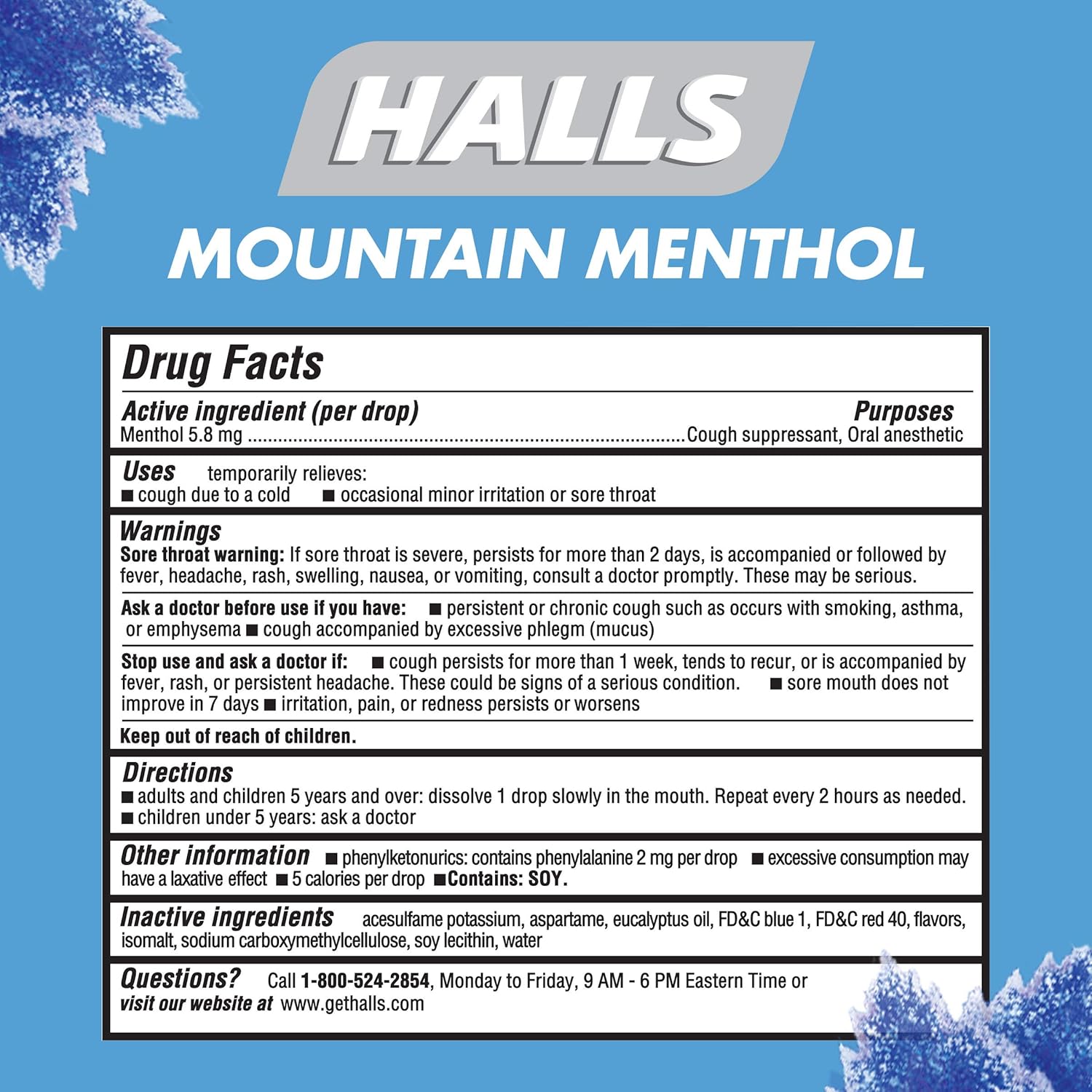 HALLS Relief Mountain Menthol Sugar Free Cough Drops, Economy Pack, 12 Bags of 70 Drops (840 Total Drops) : Grocery & Gourmet Food