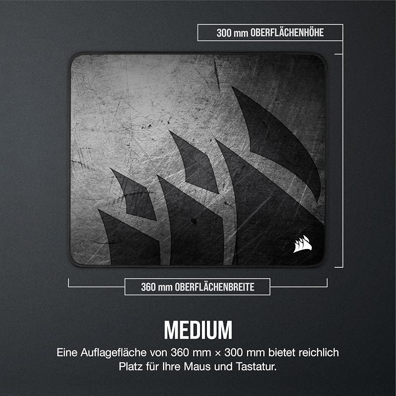 MM300 PRO Premium-Gaming-Mauspad aus Stoff - Medium, Schwarz/Grau
